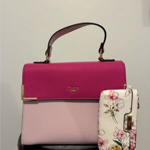 Dune London Two-Tone Top Handle Satchel in Hot Pink & Light Pink
